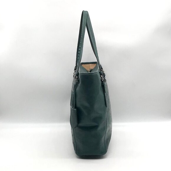 Coach Green Leather Peyton LIN C Embossed Zip Tote Bag F31404 - Picture 3 of 12